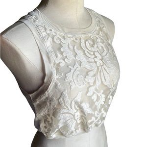 NWT Forever 21 White Lace Sheer Crop Top Size Small